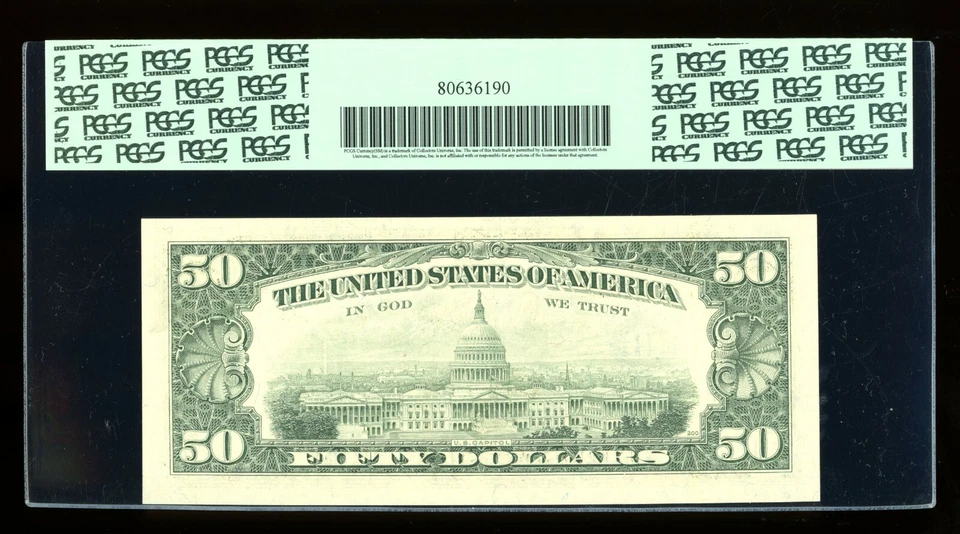 DBR 1990 $50 FRN New York Fr. 2124-B PCGS 63 PPQ Serial B95386480B - Image 2 of 2