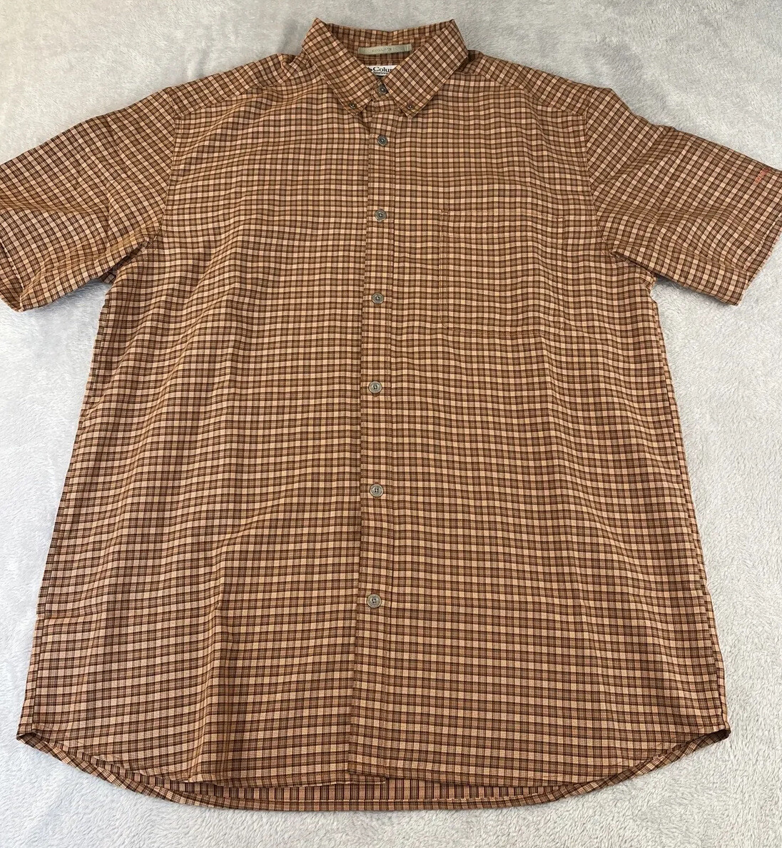 Columbia Mens brown short sleeve button front shirt size Large eBay