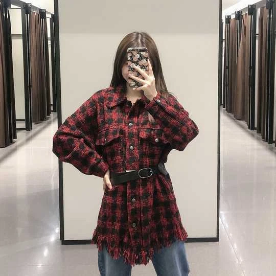 ZARA CHECK SHIRT WITH BELT RED / BLACK NEW FW20 SIZES M L XL REF. 4886/253 - Image 4 of 4