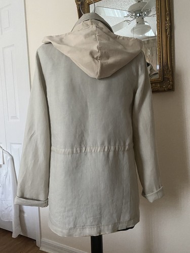 Olivia Moon 100% Leinen Cargo Safari Jacke MediumHidden Hood - Bild 2 von 6