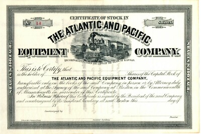 #ad THE ATLANTIC amp; PACIFIC EQUIPTMENT CO. WITH REGISTER ATTACHED NICE TRAIN VIGNETTE $14.99