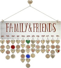 Family Birthday Board Plaque DIY Hanging Wooden Reminder Sign Calendar wood