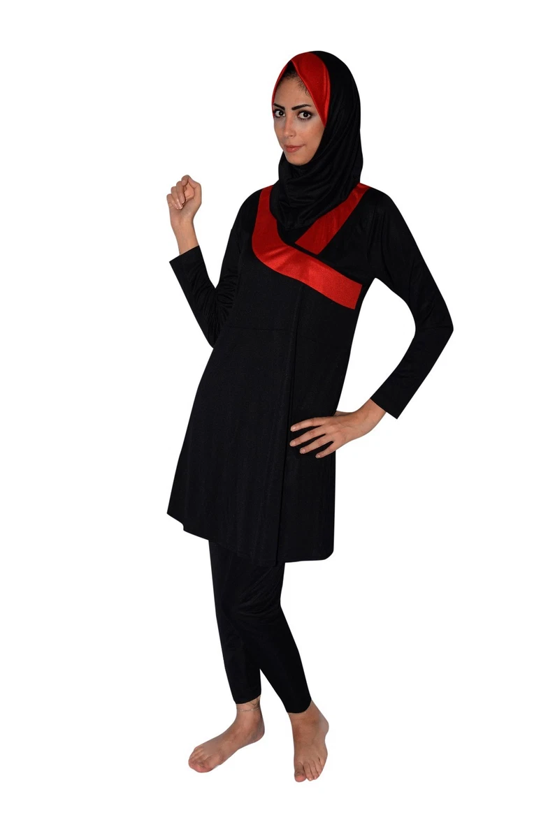 Burkini Damen 3-teilig Muslimischer Badeanzug - Langärmlig Mit Kopftuch Plus Size