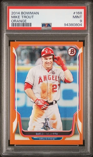 2014 BOWMAN MIKE TROUT #168 ORANGE /250 PSA 9 MINT ANGELS
