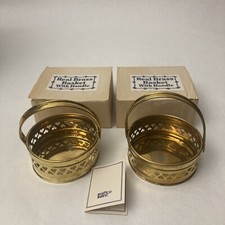 Vintage 2 Real Brass Baskets w/Handle Made in India