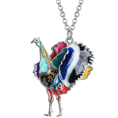 Thanksgiving Enamel Cute Turkey Chicken Necklace Pendant Gifts Jewelry for Women