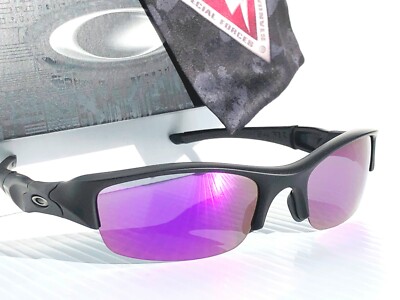NEW Oakley FLAK JACKET Matte BLACK POLARIZED Galaxy Purple mirror
