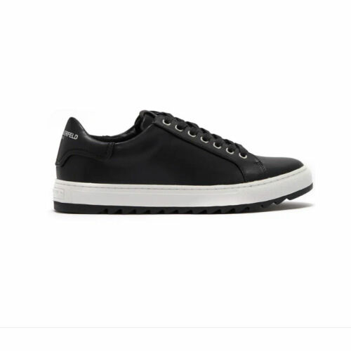 ZAPATILLAS LIMITADAS KARL LAGERFELD PARIS CON LOGOTIPO CLÁSICO IMPRESO CUERO NEGRO MRP $255 - Imagen 2 de 11