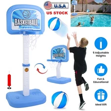 Kids Poolside Basketball Game Set Pool Basketball Goal Kid Basketball Play Toy