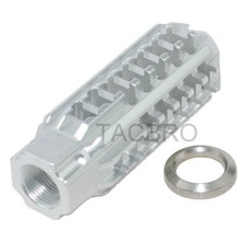 Silver Anodized Aluminum 1/2"x28 RH TPI Skeleton 350 Legend Muzzle Brake