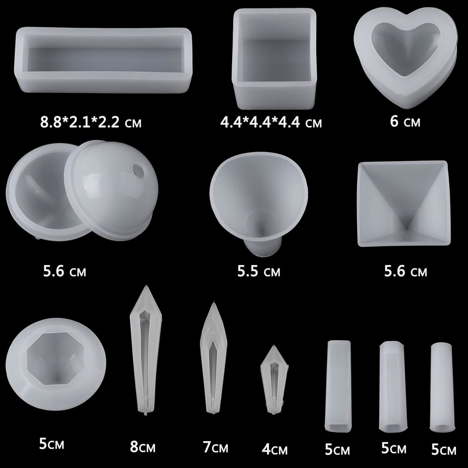 EPODA Resin Silicone Moulds, 13pcs Resin Kits for Beginners, Epoxy