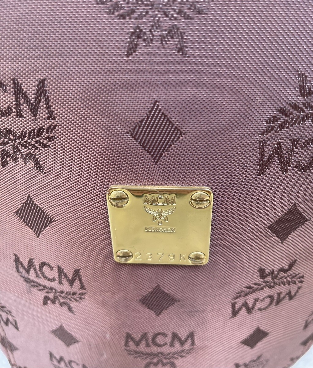 Vintage MCM ~ Brown Logo Nylon Drawstring Sling Backpack Bag  display picture 1