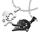 Pendant Men Women Heart Shamrock Secable Steel Plate Black And 2 Chains