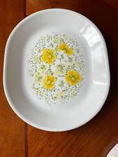 Vintage Corelle Yellow “April Flowers" White Oval Serving Platter 12”x 10"