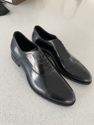 AUTHENTIC STEFANO RICCI BLACK CALFSKIN LACED CAP TOE DRESS SHOES, SIZE 10, 10.5