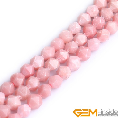 Natural Pink Opal Polygonal Faceted Round Loose Beads For Jewelry Making 15" AU - Picture 4 of 13