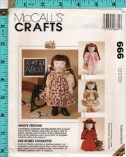 "18" Doll Clothes - Fancy Frocks"  1995 McCall's Crafts Sewing Pattern 666 NEW 
