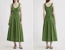DON 26 spring/summer green floral print waist tied vest dress