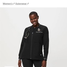 Figs Bellery Scrub Jacket-Black-Size med