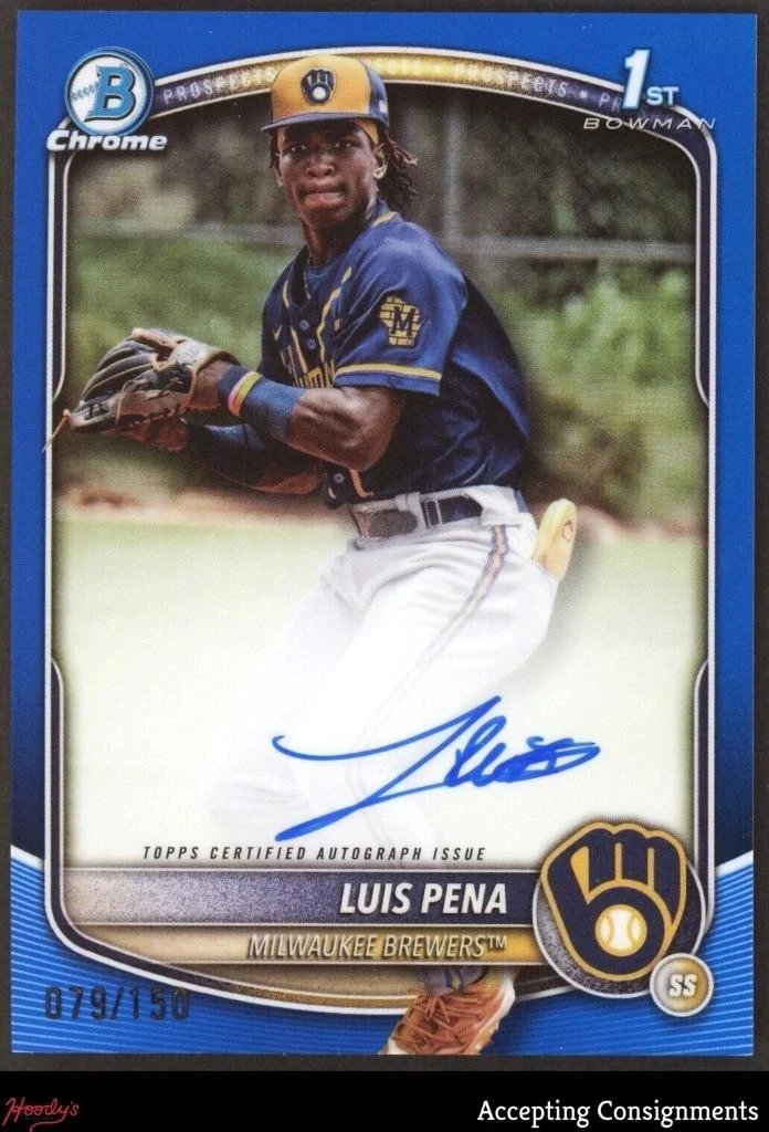 2025 Bowman Chrome Prospect Blue Refractors Luis Pena 1st Rookie AUTO 079/150
