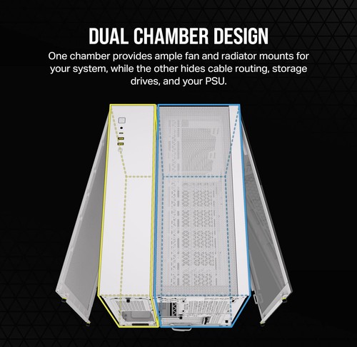 CORSAIR 2500D AIRFLOW Mid-Tower Dual Chamber PC Case - White - Afbeelding 5 van 9