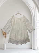 Women’s Crochet Lace Embroidered Off Shoulder Dress Sz Medium Coquette Boho Chic