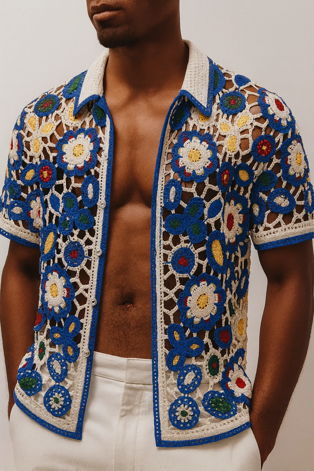 Sheer Floral Crochet Blouse Boho Top Unisex Men Beach Cover-up Crochet Festival
Opens in a new windo