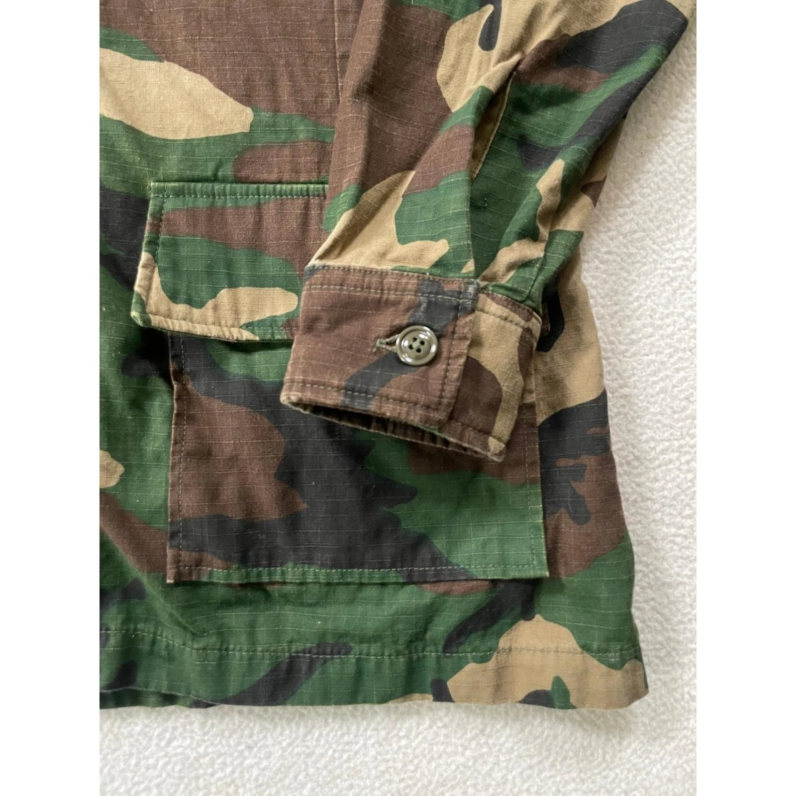 70s USA Champion's Choice Mens Large Utility Jacket Woodland Camo Ripstop Cotton - product detail image 14