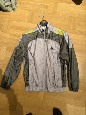 Adidas Vintage Unisex 90er Windbreaker Jacke   Gr. L   Retro Grau/Neon