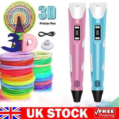 3D Printing Pen Set Doodle PLA Filament Printer Drawing 3 Colours Gift For Kids