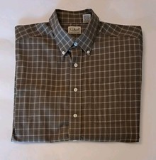 L.L.Bean Men's Plaid Green Button Up Short Sleeve Casual Shirt Sz Large Reg