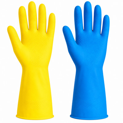 Reinigungshandschuhe aus Latex, Haushaltshandschuhe mit Baumwoll-Innenbeschichtu