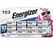 Energizer Lithium 123 12ct Pack 1500mAh Li-Ion Battery 12/2029