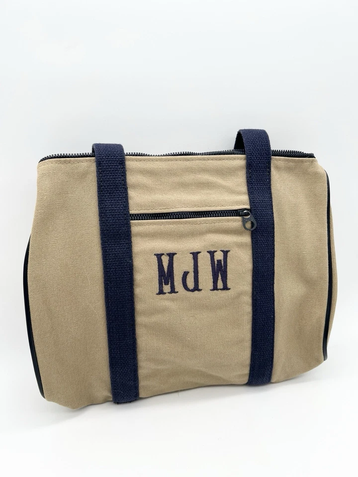 Bolso de Mano Vintage Años 80 Yachtware Research Lona Garra Cremallera Azul Marino EE. UU. Foto 2 de 4