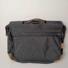 Black Brown Canvas Messenger Bag for 15 in Laptop, Inner Pockets - No Strap