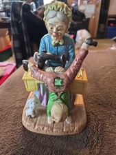 Vintage Porcelain Figurine Of Granny Sewing Grandson's Pants Lefton? Amart? Vintage Porcelain Figurine Of Granny Sewing Grandson's Pants Lefton? Amart?
