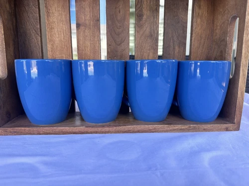Set of 4 Corelle Coordinates Blue Stoneware Coffee Mugs – 12 oz EUC