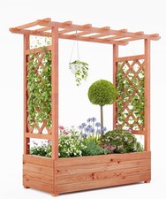 Elevated Wooden Garden Bed with Trellis 45in Planter Box with Side Drainage Hole