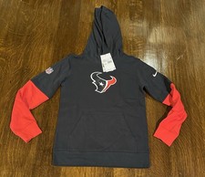 Nike Houston Texans Kids Hoodie M 10/12 Navy Red NFL Pullover Sweatshirt NWT