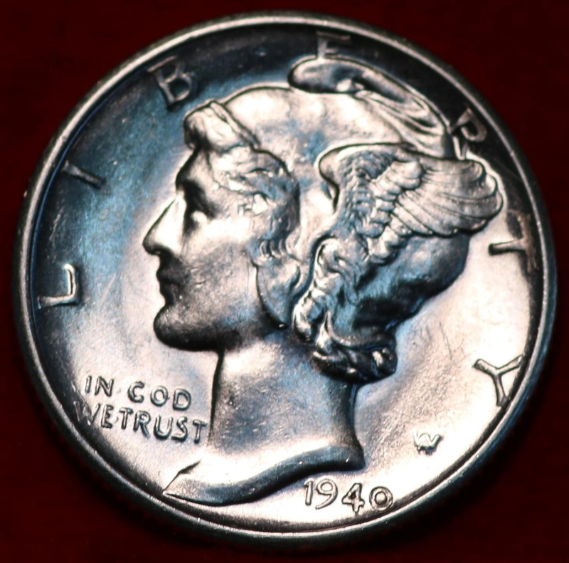 Uncirculated 1940-D Denver Mint Silver Mercury Dime