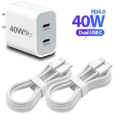 USB C Fast Charger PD 40W Wall Charger Block For iPhone 15 16 17 Air USB-C Cable