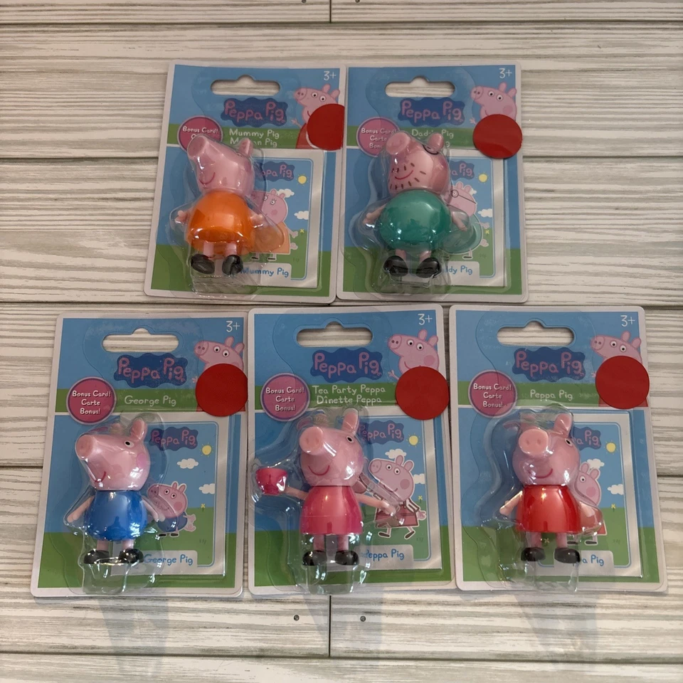 Lot of 5 Peppa Pig Family Figures With Bonus Cards NEW - Image 2 of 4