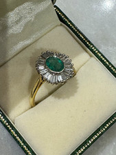 Oval Green Emerald Centre Stone Ring Size R