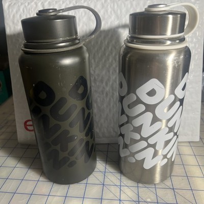 Dunkin Donuts Stainless Steel Hydration Bottle - 1 Silver & 1 Forest Green 