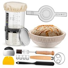 Sourdough Starter Kit, 9'' Round Banneton Proofing Basket, 36oz 11 pcs