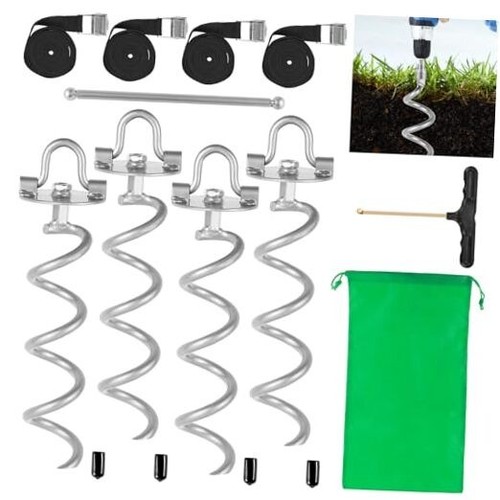 10.6 in Gound Anchors Screw in, Metal Spiral Earth Anchors Kit, Heavy Duty
