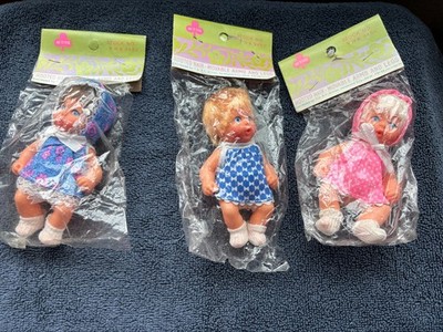 Vintage New in Package Lot of 3 Active Baby Doll 5'' Rooted Hair