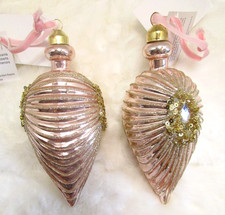 Mark Roberts Holiday Collection PINK Jewel Sequin Pastel Pink Glass Ornaments 2