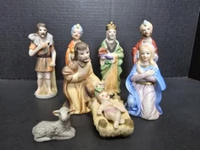 Vintage Christmas Nativity Manger Set 9 Pieces *Read*Multicolor 1984 Christmas 