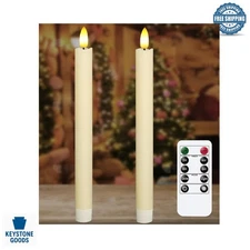 2 Pack LED Flameless Taper Candles with Remote - Realistic 9.6" Ivory Fake Ca...
